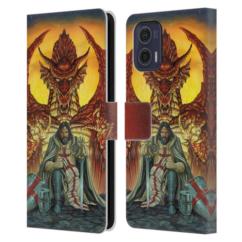 Ed Beard Jr Dragon Friendship Knight Templar Leather Book Wallet Case Cover For Motorola Moto G73 5G