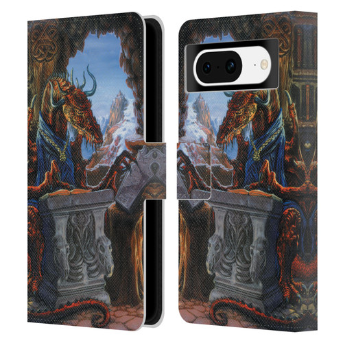 Ed Beard Jr Dragons Ancient Scholar Leather Book Wallet Case Cover For Google Pixel 8