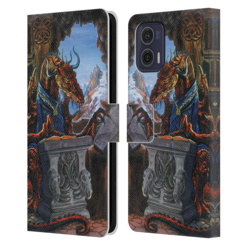 Ed Beard Jr Dragons Ancient Scholar Leather Book Wallet Case Cover For Motorola Moto G73 5G