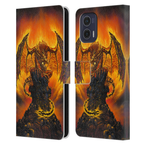 Ed Beard Jr Dragons Harbinger Of Fire Leather Book Wallet Case Cover For Motorola Moto G73 5G