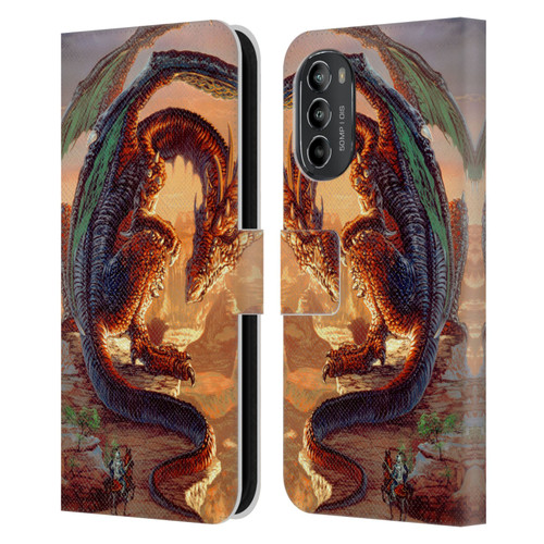 Ed Beard Jr Dragons Bravery Misplaced Leather Book Wallet Case Cover For Motorola Moto G82 5G