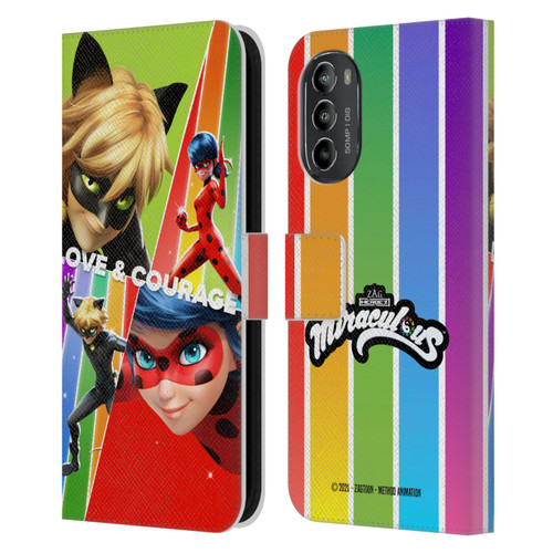 Miraculous Tales of Ladybug & Cat Noir Graphics Love & Courage Leather Book Wallet Case Cover For Motorola Moto G82 5G