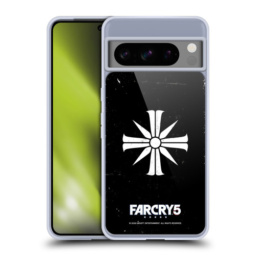 Far Cry 5 Key Art And Logo Distressed Look Cult Emblem Soft Gel Case for Google Pixel 8 Pro