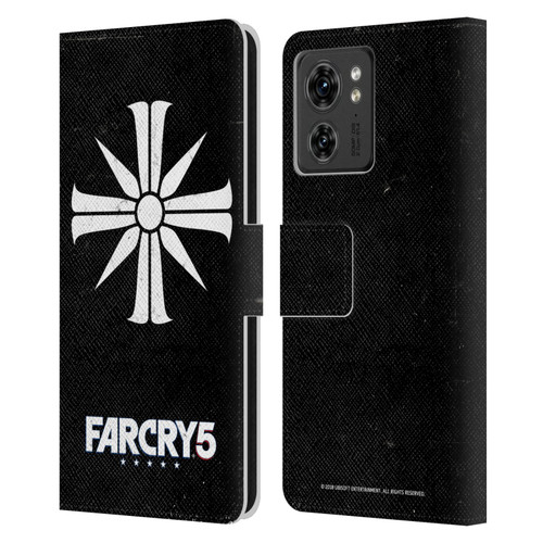 Far Cry 5 Key Art And Logo Distressed Look Cult Emblem Leather Book Wallet Case Cover For Motorola Moto Edge 40