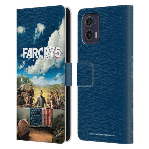 Far Cry 5 Key Art And Logo Main Leather Book Wallet Case Cover For Motorola Moto G73 5G