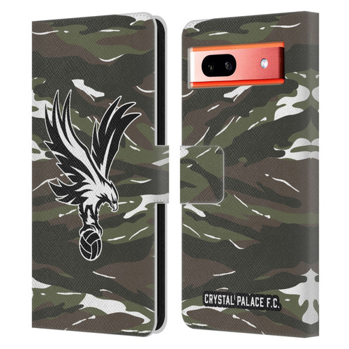 Crystal Palace FC Crest Woodland Camouflage Leather Book Wallet Case Cover For Google Pixel 7a