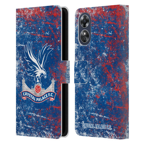 Crystal Palace FC Crest Distressed Leather Book Wallet Case Cover For OPPO A17
