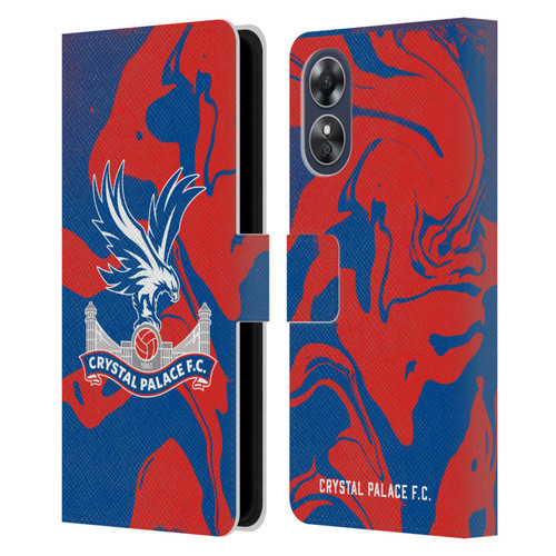 Crystal Palace FC Crest Red And Blue Marble Leather Book Wallet Case Cover For OPPO A17