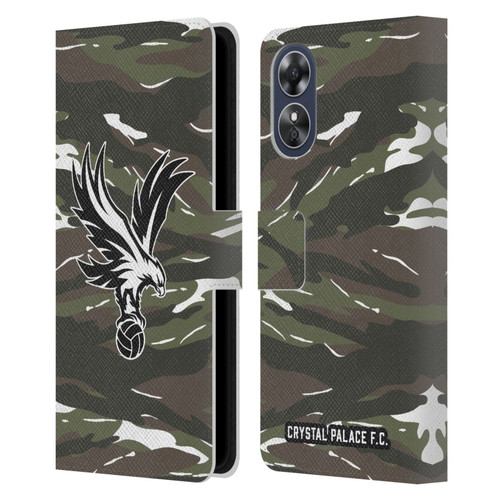 Crystal Palace FC Crest Woodland Camouflage Leather Book Wallet Case Cover For OPPO A17