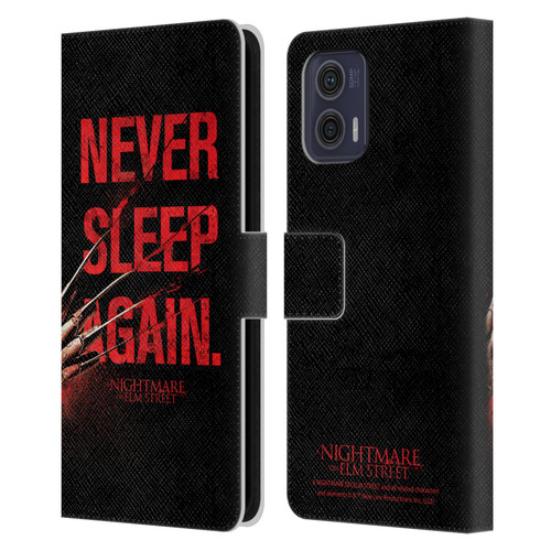 A Nightmare On Elm Street (2010) Graphics Never Sleep Again Leather Book Wallet Case Cover For Motorola Moto G73 5G