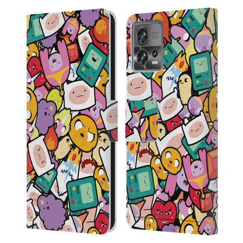 Adventure Time Graphics Pattern Leather Book Wallet Case Cover For Motorola Moto Edge 30 Fusion