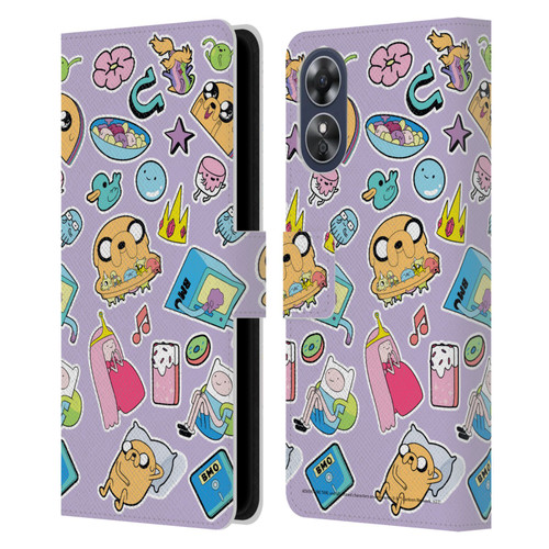 Adventure Time Graphics Icons Leather Book Wallet Case Cover For OPPO A17