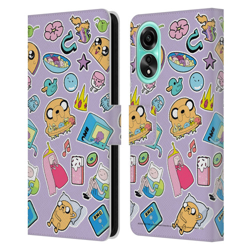 Adventure Time Graphics Icons Leather Book Wallet Case Cover For OPPO A78 4G