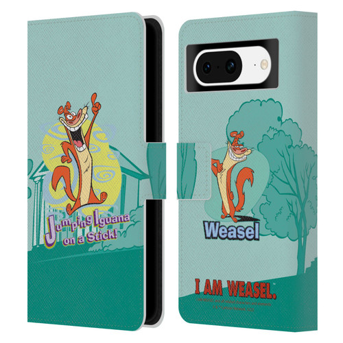 I Am Weasel. Graphics Jumping Iguana On A Stick Leather Book Wallet Case Cover For Google Pixel 8