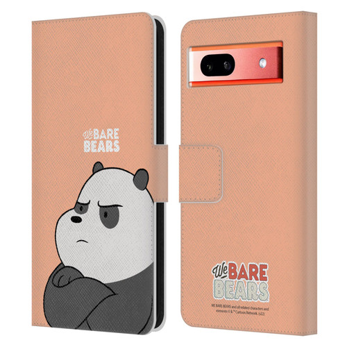 We Bare Bears Character Art Panda Leather Book Wallet Case Cover For Google Pixel 7a