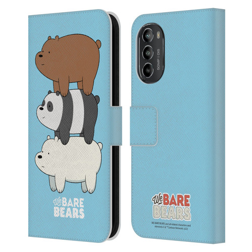 We Bare Bears Character Art Group 3 Leather Book Wallet Case Cover For Motorola Moto G82 5G