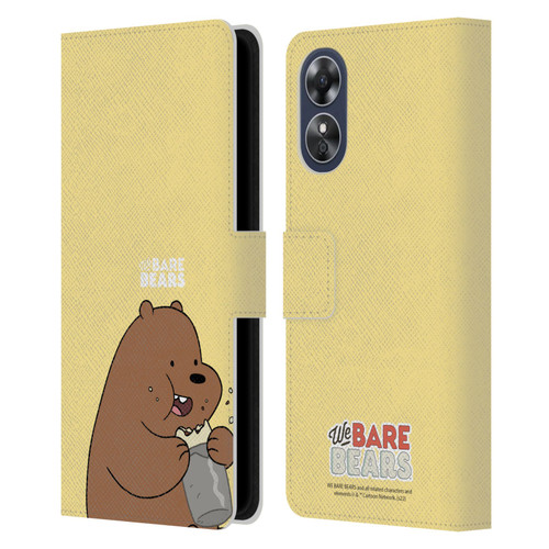 We Bare Bears Character Art Grizzly Leather Book Wallet Case Cover For OPPO A17