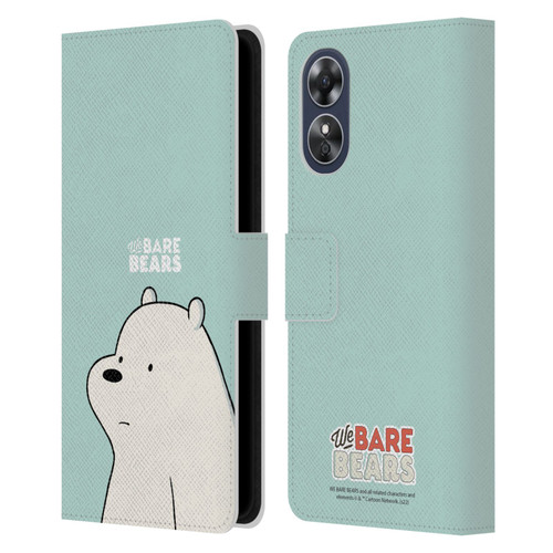 We Bare Bears Character Art Ice Bear Leather Book Wallet Case Cover For OPPO A17