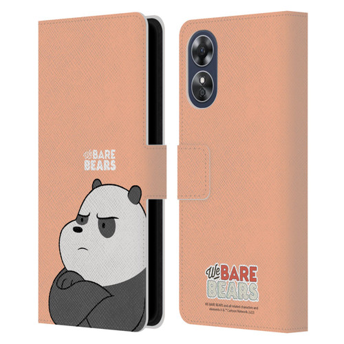 We Bare Bears Character Art Panda Leather Book Wallet Case Cover For OPPO A17