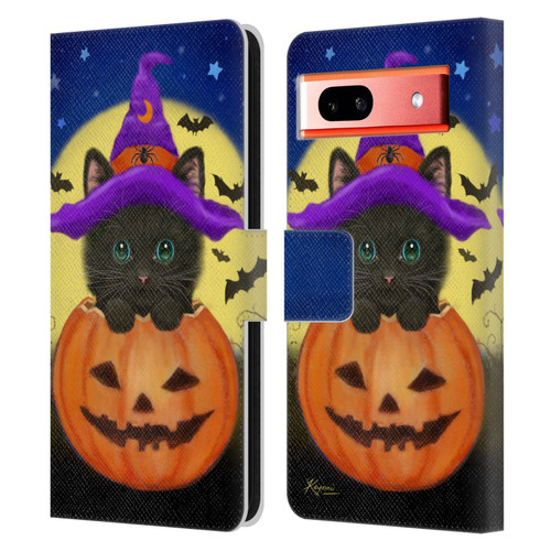 Kayomi Harai Animals And Fantasy Halloween With Cat Leather Book Wallet Case Cover For Google Pixel 7a