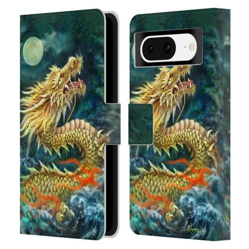 Kayomi Harai Animals And Fantasy Asian Dragon In The Moon Leather Book Wallet Case Cover For Google Pixel 8