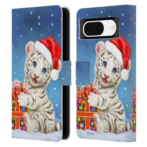Kayomi Harai Animals And Fantasy White Tiger Christmas Gift Leather Book Wallet Case Cover For Google Pixel 8