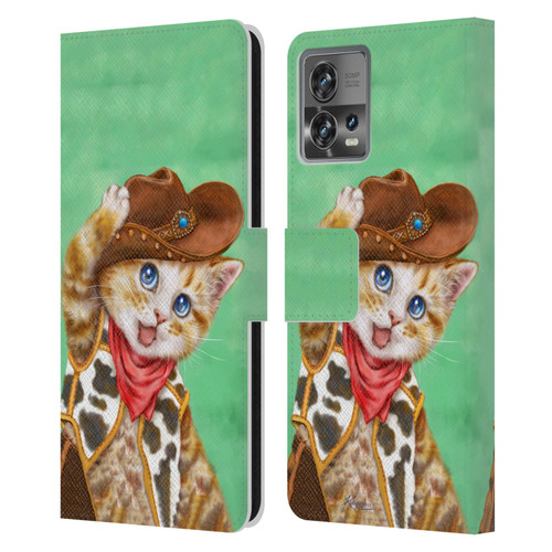 Kayomi Harai Animals And Fantasy Cowboy Kitten Leather Book Wallet Case Cover For Motorola Moto Edge 30 Fusion