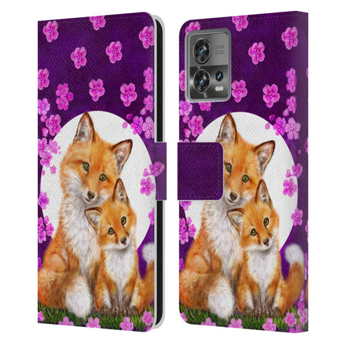 Kayomi Harai Animals And Fantasy Mother & Baby Fox Leather Book Wallet Case Cover For Motorola Moto Edge 30 Fusion