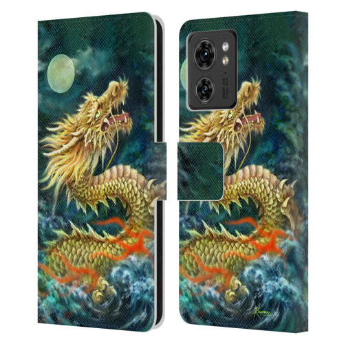 Kayomi Harai Animals And Fantasy Asian Dragon In The Moon Leather Book Wallet Case Cover For Motorola Moto Edge 40