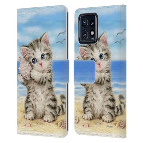 Kayomi Harai Animals And Fantasy Seashell Kitten At Beach Leather Book Wallet Case Cover For Motorola Moto Edge 40 Pro