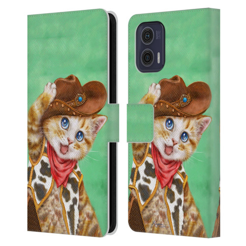 Kayomi Harai Animals And Fantasy Cowboy Kitten Leather Book Wallet Case Cover For Motorola Moto G73 5G