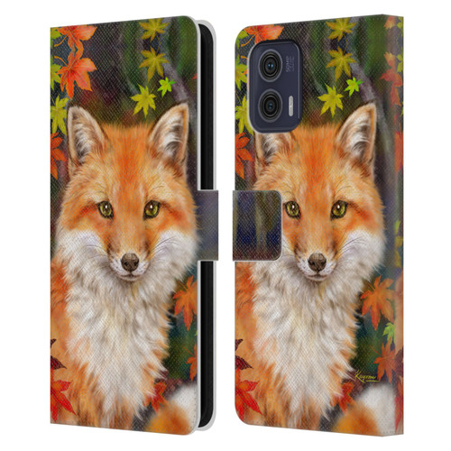 Kayomi Harai Animals And Fantasy Fox With Autumn Leaves Leather Book Wallet Case Cover For Motorola Moto G73 5G