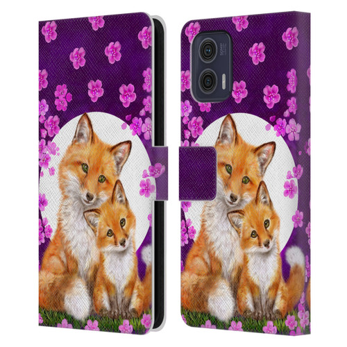 Kayomi Harai Animals And Fantasy Mother & Baby Fox Leather Book Wallet Case Cover For Motorola Moto G73 5G