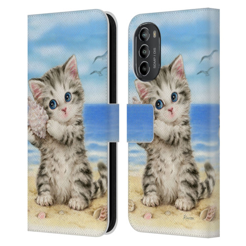 Kayomi Harai Animals And Fantasy Seashell Kitten At Beach Leather Book Wallet Case Cover For Motorola Moto G82 5G