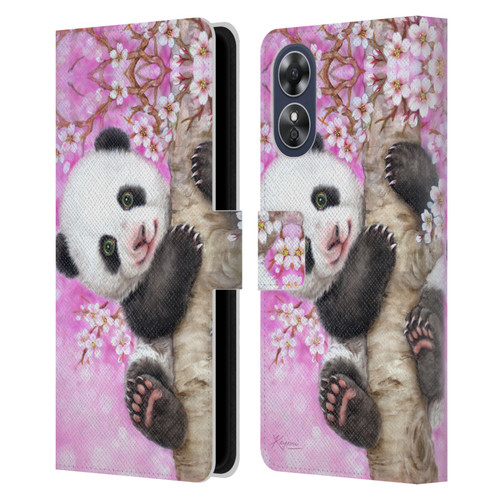 Kayomi Harai Animals And Fantasy Cherry Blossom Panda Leather Book Wallet Case Cover For OPPO A17