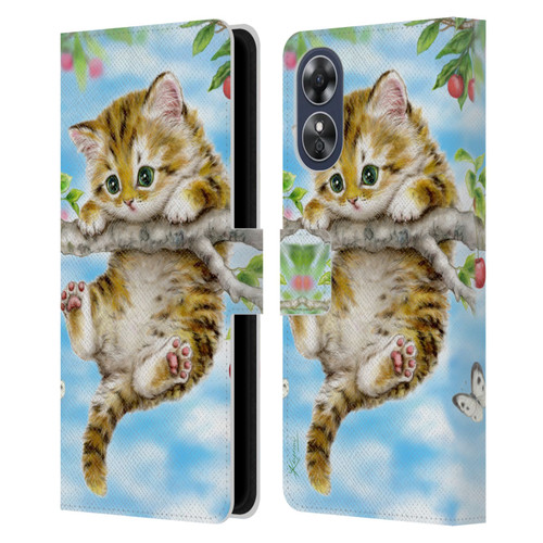 Kayomi Harai Animals And Fantasy Cherry Tree Kitten Leather Book Wallet Case Cover For OPPO A17