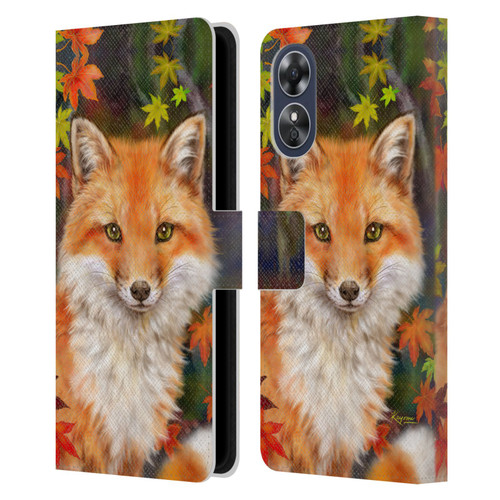 Kayomi Harai Animals And Fantasy Fox With Autumn Leaves Leather Book Wallet Case Cover For OPPO A17