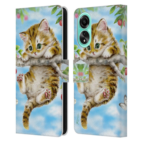 Kayomi Harai Animals And Fantasy Cherry Tree Kitten Leather Book Wallet Case Cover For OPPO A78 5G