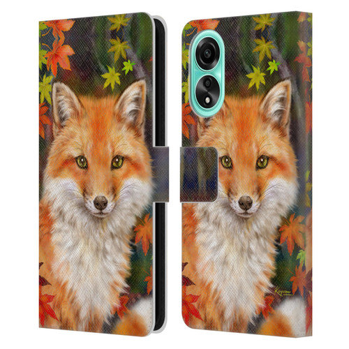 Kayomi Harai Animals And Fantasy Fox With Autumn Leaves Leather Book Wallet Case Cover For OPPO A78 5G