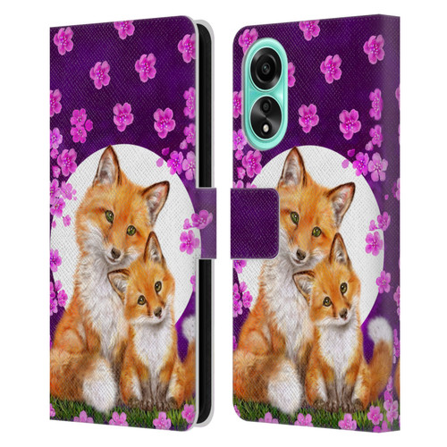 Kayomi Harai Animals And Fantasy Mother & Baby Fox Leather Book Wallet Case Cover For OPPO A78 4G