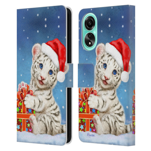 Kayomi Harai Animals And Fantasy White Tiger Christmas Gift Leather Book Wallet Case Cover For OPPO A78 5G