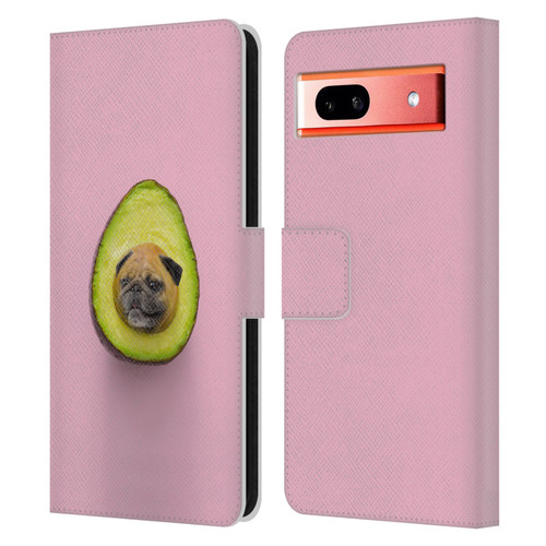 Pixelmated Animals Surreal Pets Pugacado Leather Book Wallet Case Cover For Google Pixel 7a