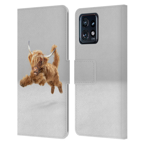 Pixelmated Animals Surreal Pets Highland Pup Leather Book Wallet Case Cover For Motorola Moto Edge 40 Pro