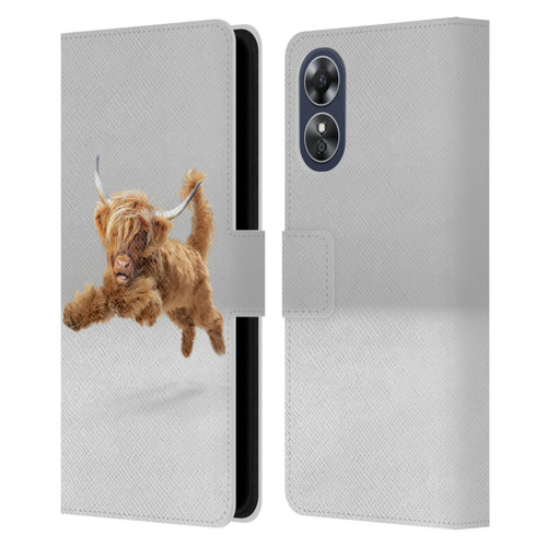 Pixelmated Animals Surreal Pets Highland Pup Leather Book Wallet Case Cover For OPPO A17