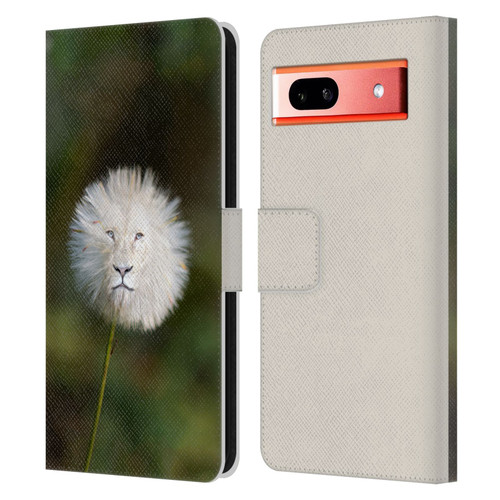 Pixelmated Animals Surreal Wildlife Dandelion Leather Book Wallet Case Cover For Google Pixel 7a