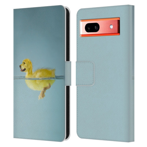 Pixelmated Animals Surreal Wildlife Dog Duck Leather Book Wallet Case Cover For Google Pixel 7a