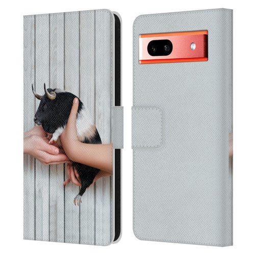 Pixelmated Animals Surreal Wildlife Guinea Bull Leather Book Wallet Case Cover For Google Pixel 7a