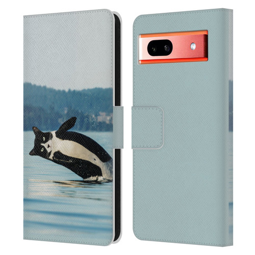 Pixelmated Animals Surreal Wildlife Orcat Leather Book Wallet Case Cover For Google Pixel 7a