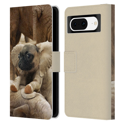 Pixelmated Animals Surreal Wildlife Pugephant Leather Book Wallet Case Cover For Google Pixel 8