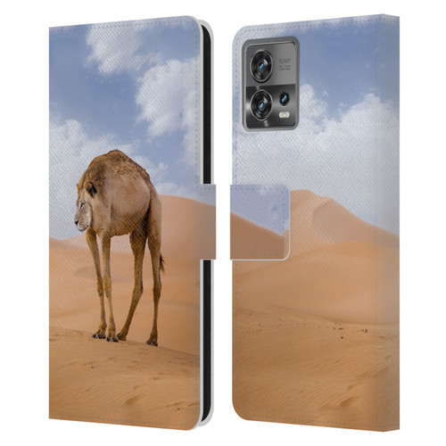 Pixelmated Animals Surreal Wildlife Camel Lion Leather Book Wallet Case Cover For Motorola Moto Edge 30 Fusion